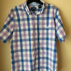 Chaps Casual Blue and Purple Plaid Shirt